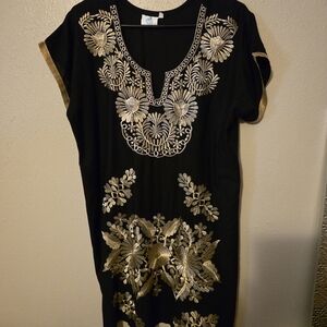 Black Dress with Gold Embroidery